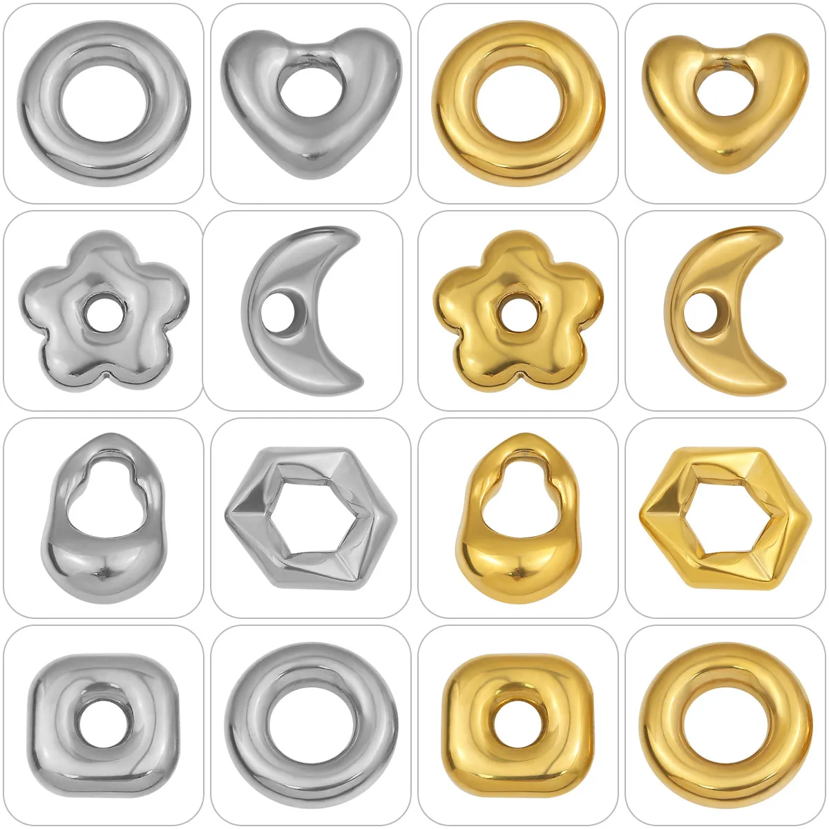 Multi-size multi-style stainless steel gold/steel-colored handmade DIY jewelry-making beads bracelets necklaces accessories view 3