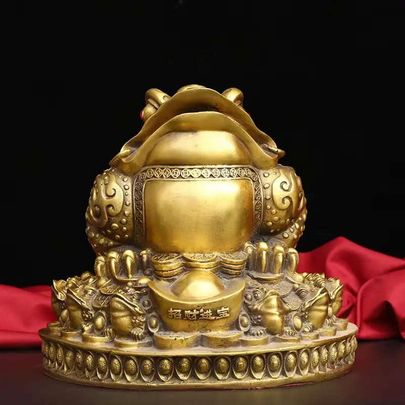 

Латунная трехногая треугольная жаба, медная Золотая цикада, украшение для дома, офиса, магазина, подарочное украшение