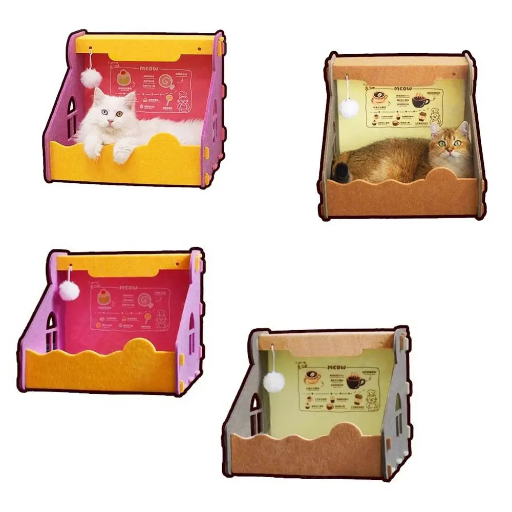 

Interactive Safety Felt Cat Nest Non Occupying Foldable Cat Paper Box Scratch Resistant Semi Closed Cat House Puppy