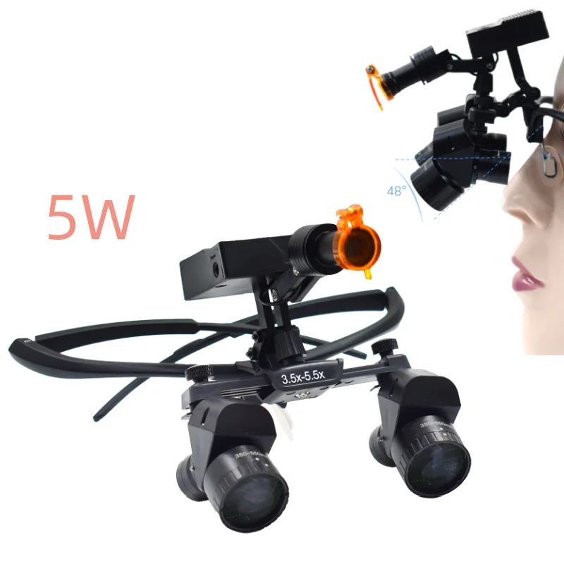 

3,5X-5,5X стоматологические лупы со светодиодной подсветкой 5 Вт хирургический медицинский налобный фонарь стоматологическая операционная лупа беспроводная хирургическая стоматологическая лупа фара