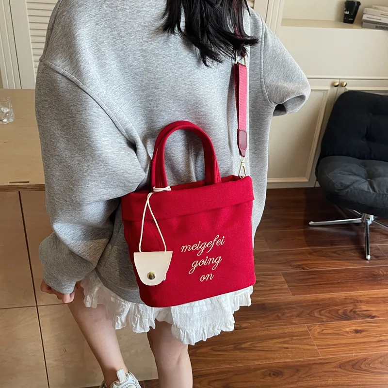 

Niche Casual Canvas Bag Women's 2025 New Summer Shoulder Messenger Bag Versatile Popular Portable Bucket Bag