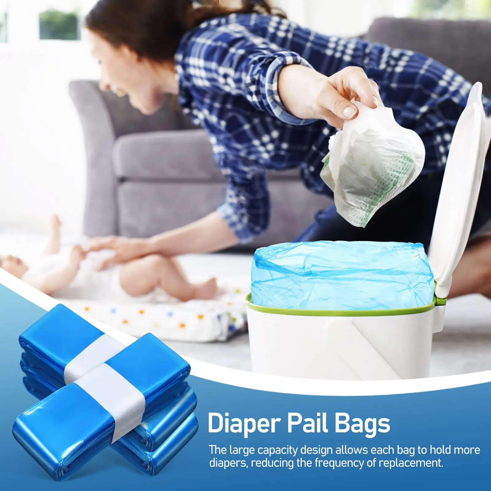 12pcs Refill Bags Baby Diaper Garbage Bags For Trash Bucket Replacement Liners Garbage Bag For Sangenic