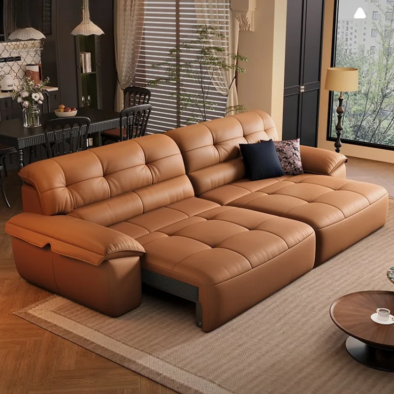 

Cloud electric multi-functional retractable sofa, straight row Italian minimalist sofa