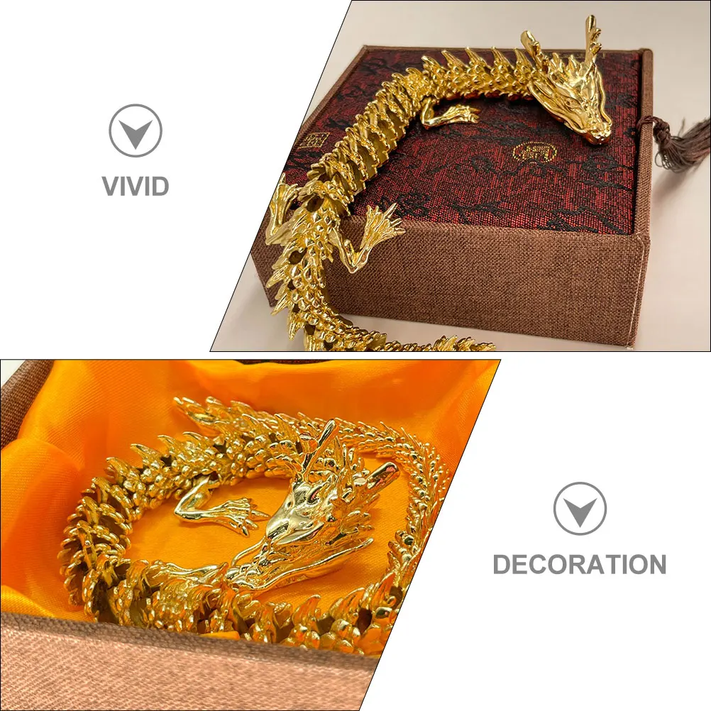 

Brass Dragon Statue Vivid 3D Movable Eyes Random Office Decor Figurine Dragon Sculpture