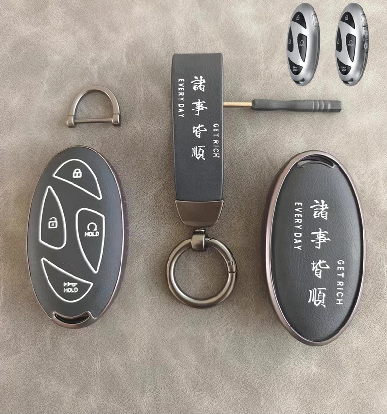 

Car TPU Leather Remote Control Key Case Holder Cover Bag For Hyundai Grandeur GN7 2023 Kona SX2 Ev Ioniq6 Grand Prix 5/7 Bottons