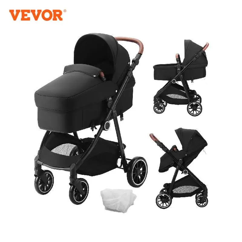 

VEVOR Standard Baby Stroller Infant Toddler Stroller with Bassinet 3rd-Gear Adjustable Backrest & Foldable & Reversible Seat