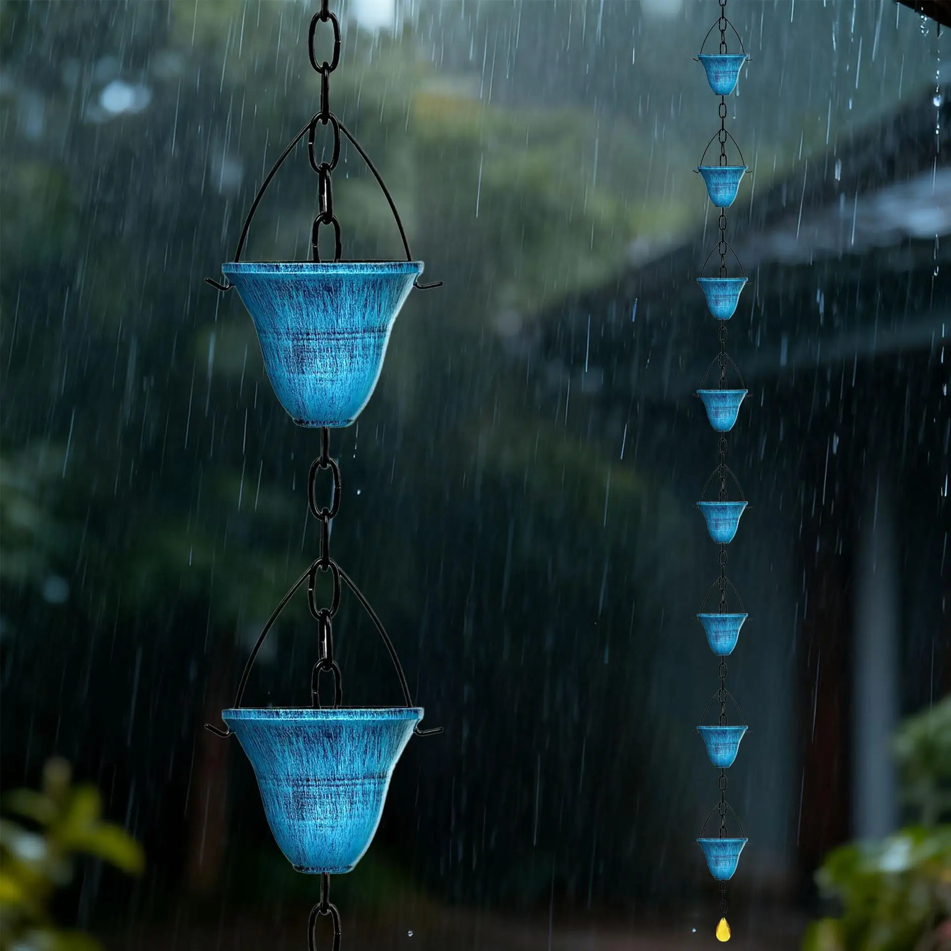 260cm Outdoor rain chain 12 Cups Metal Decorative Heavy Duty Rainchains Gutter Rain Chain Chime drainage ditch replacement