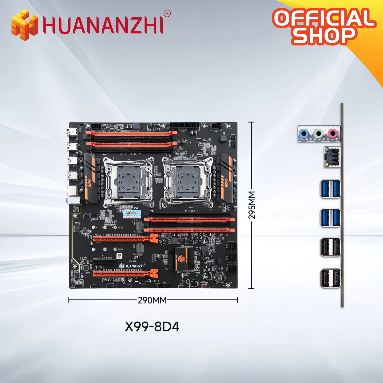 HUANANZHI X99 8D4 Motherboard Set LGA 2011-3 With E5 V3/V4 CPU Support 8*DDR4 ECC RAM NVME M.2 E-ATX X99 Dual CPU Motherboard