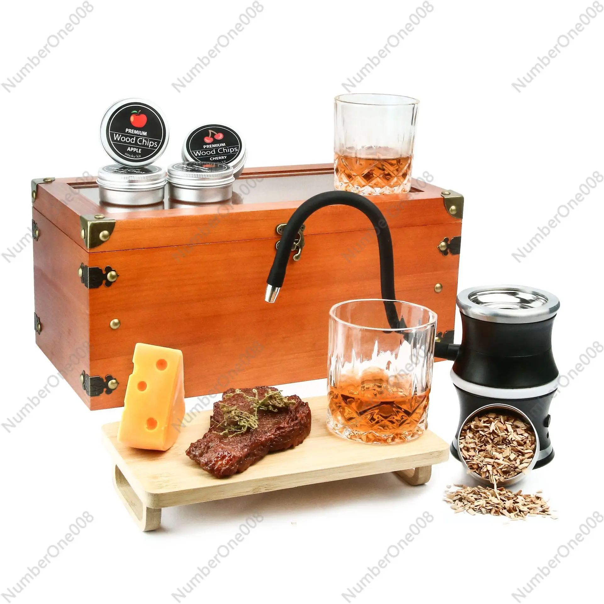 

In Stock Food-grade Electric Smoker - USB Rechargeable Cocktail Smoker Lid - Home/Bar Use Wooden Box Set Portable