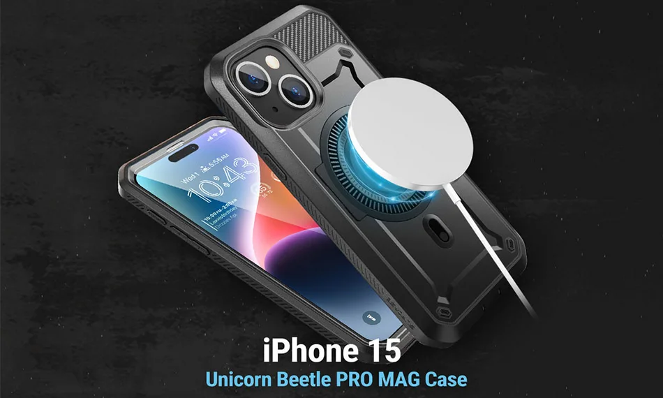 SUPCASE for iPhone 15/14/13 Case 6.1 inch 2023 UB Pro Mag Full Body Rugged Case Cover with Built-in Screen Protector