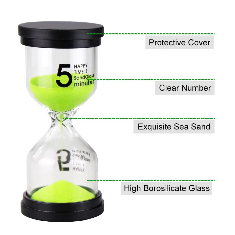 6Pcs Sand Timer Plastic Hourglass Timer Colorful Sandglass Hourglass Small 1min/3mins/5mins/10mins/15mins/30minsSand Clock Timer