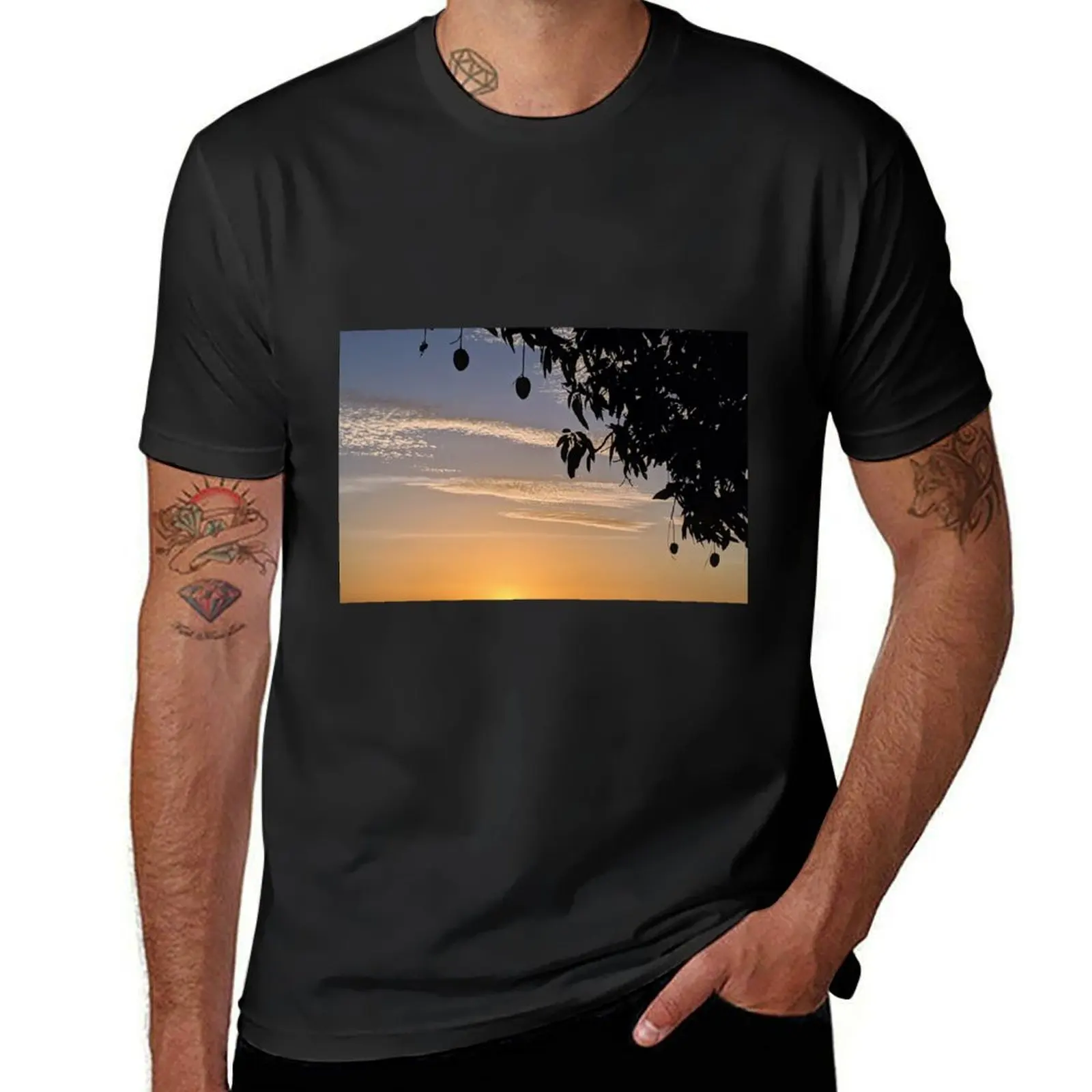 MANGO TREE AND THE SUNSET T-Shirt oversizeds cute tops new edition slim fit t shirts for men