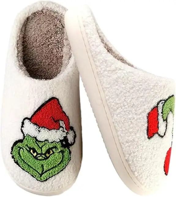 Christmas Slippers For Women Men Indoor Soft Warm Cotton House Memory Foam Cozy Fluffy Fall Winter Home - Image 2