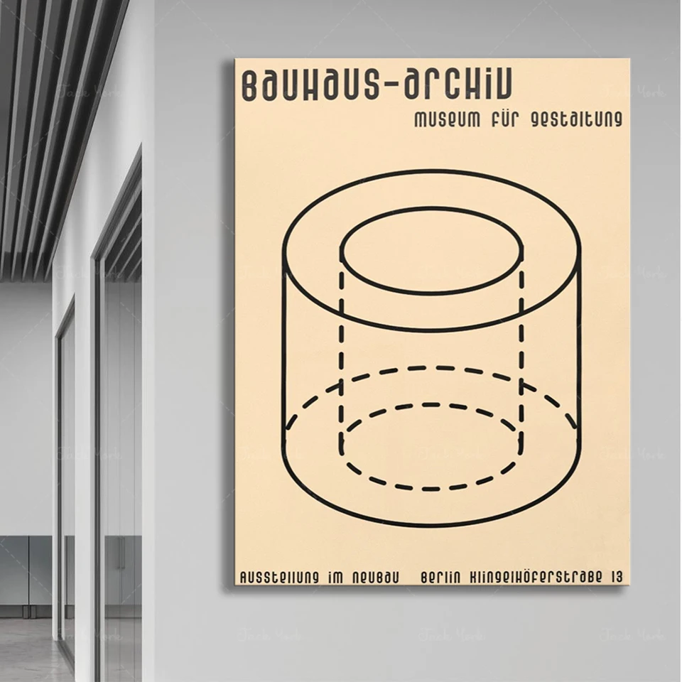 Póster artístico de la exposición Bauhaus, impresión de diseño abstracto vintage de Bauhaus, obra de arte minimalista Art Deco para pared, arte abstracto de Herbert Bayer
