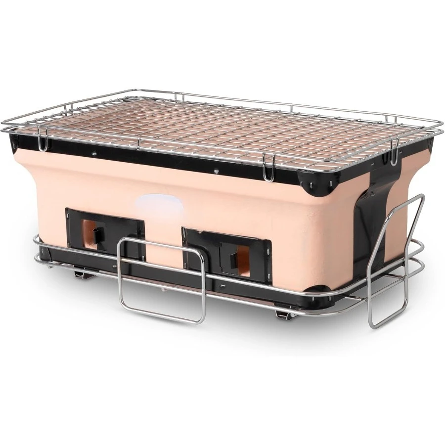 

Sense 60450 Yakatori Internal Grates Charcoal Chrome Cooking Grill Japanese Table BBQ Handmade Using Clay Adjustable Ventil