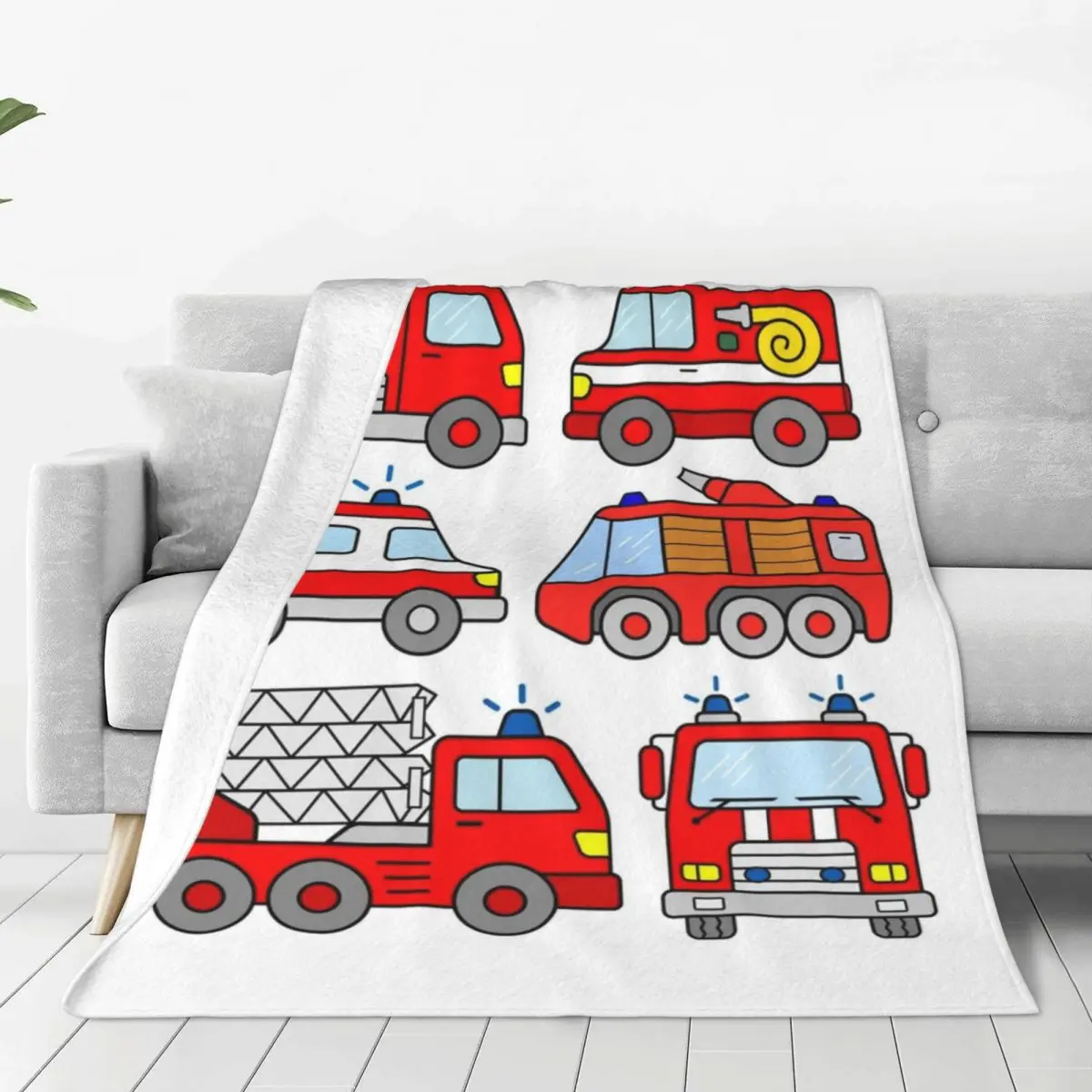 Firetruck Vehicle Ambulance Blanket Fleece Warm Sofa Throw Blankets For Home Bedroom Travel Throws Bedspread Quilt