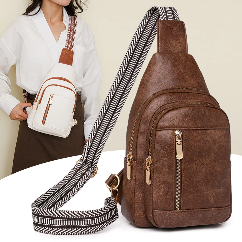 

Fashionable and Minimalist Women PU Leather Shoulder Bag Ladies Shoulder Chest Bag Leisure Crossbody Bags