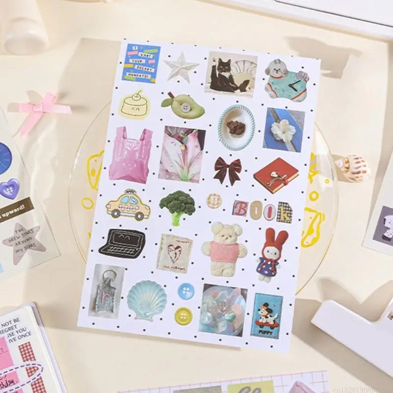 D5BB Sticker Booklets Artistic Decorative Sticker for Scrapbooking, Journaling, Craft