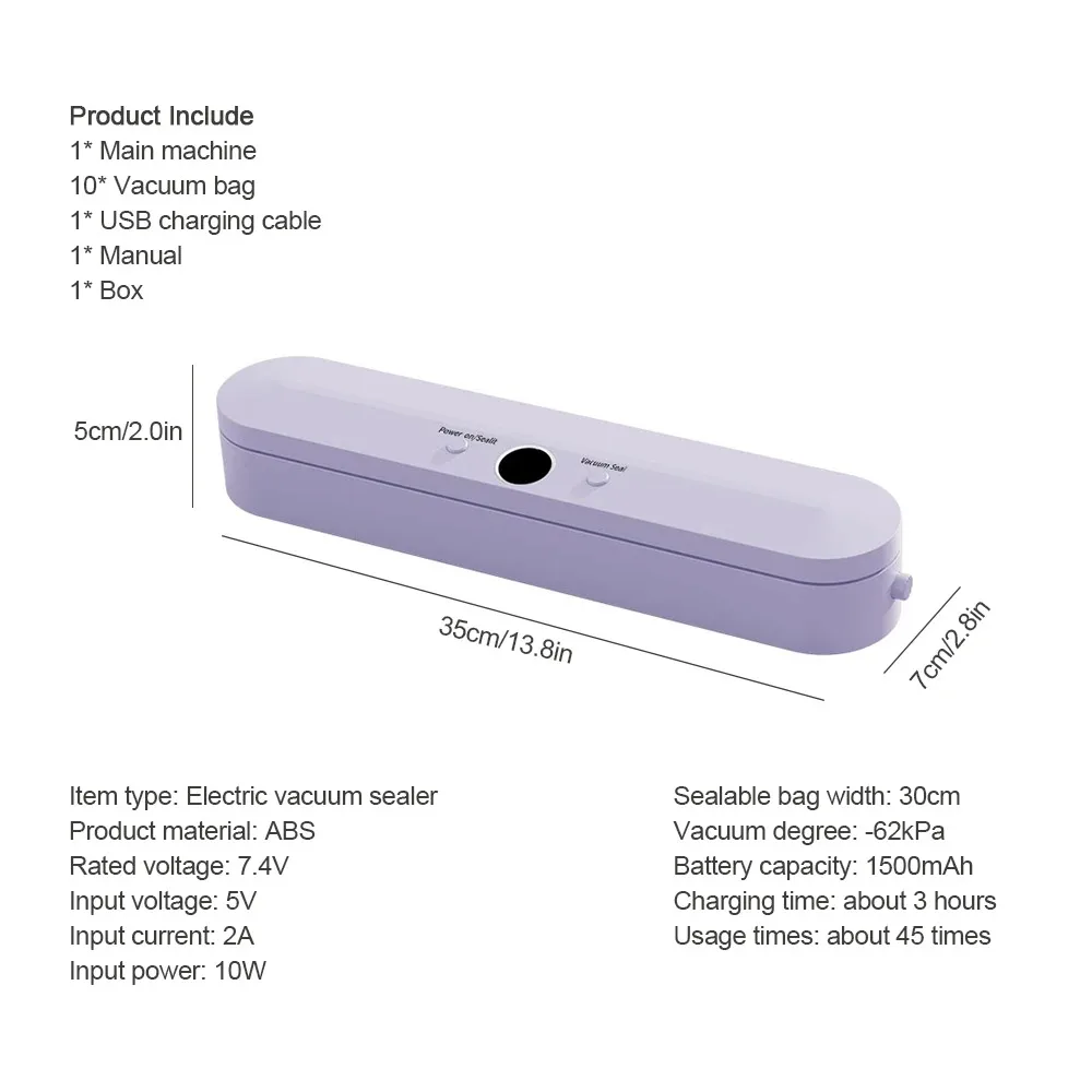 مانع تسرب مكنسة كهربائية محمولة لاسلكية - نضارة تدوم طويلاً، أداة تخزين المطبخ المدمجة مع شحن USB، ضروري للمطبخ