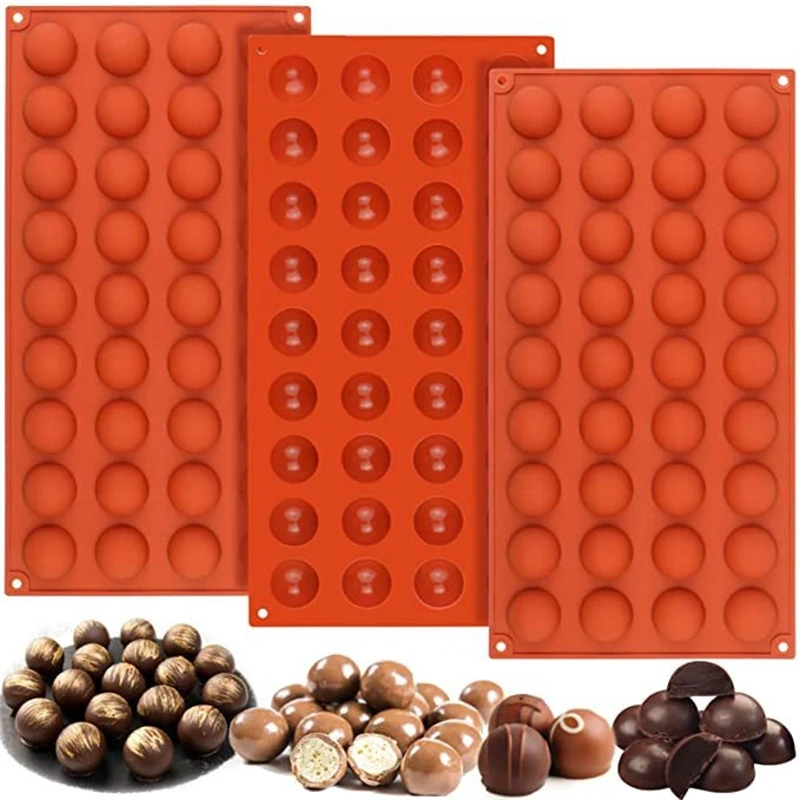 Molde de Chocolate semiesfera, molde de silicona para hornear con 36 agujeros, galleta, pastelería, sándwich, caramelo, pastel, pudín, molde de media esfera antiadherente