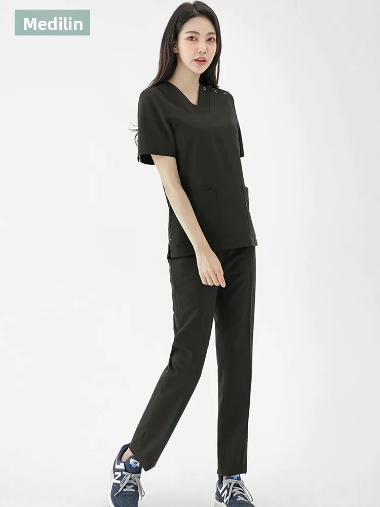 

Korean Sle Surgical Hand Waing Clothes Bla Scrub orm for Men And Women Qui Dry Dental Doctor Operating Room Gown
