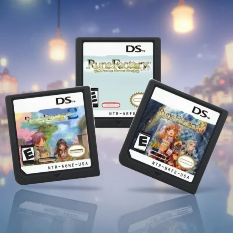 

Игровой картридж NDS, Rune Factory 1/2/3, поддерживает несколько языков: английский, французский, немецкий, испанский, итальянский, совместим с NDS и 3DS