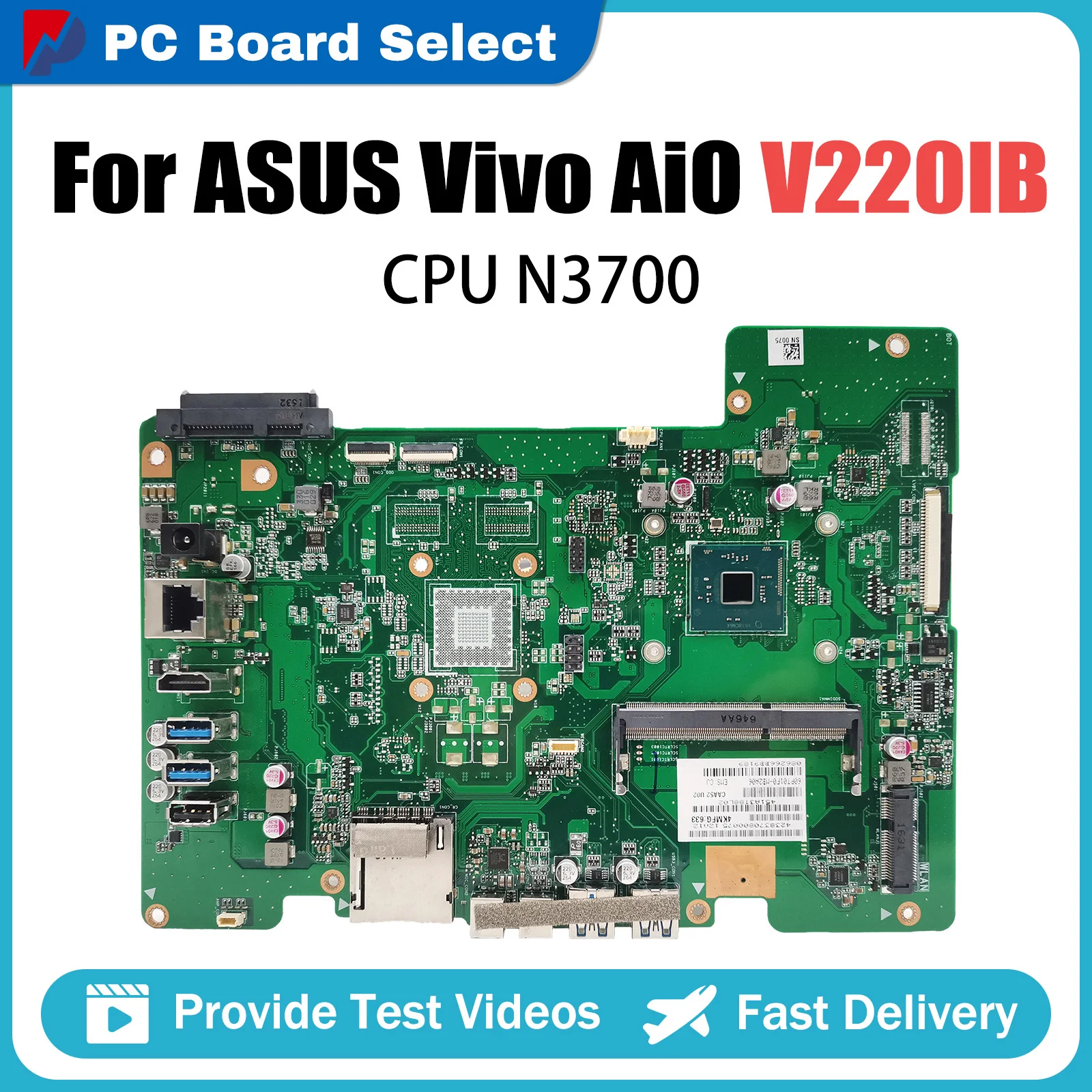 

Laptop Motherboard For ASUS V220IB Notebook Mainboard With N3700 CPU Systemboard 100% Tested OK