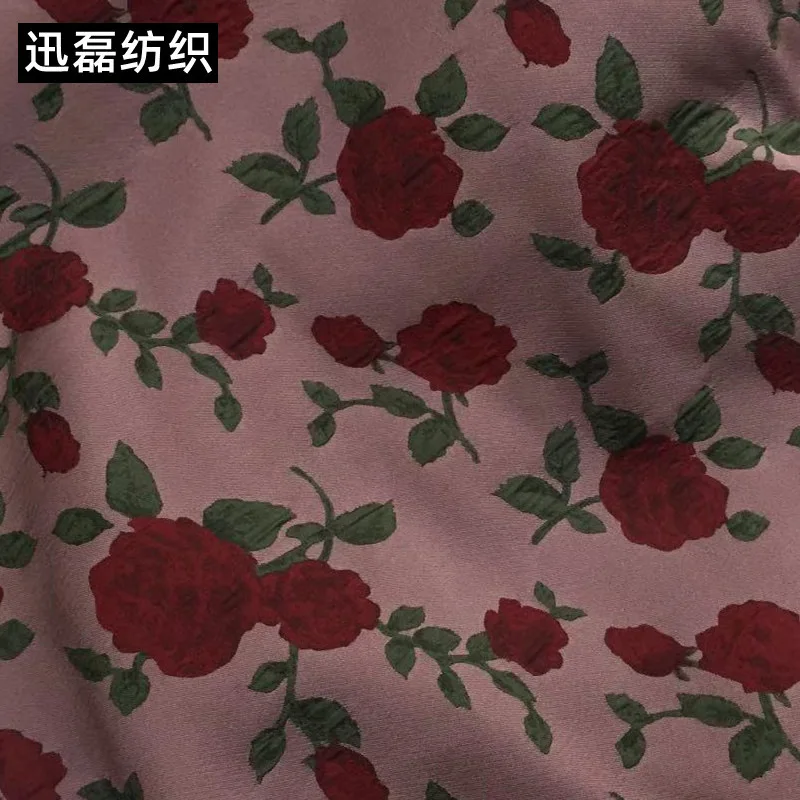 3D Rose Woven Jacquard Fabric Brocade Fabric Dress Luggage Fabric