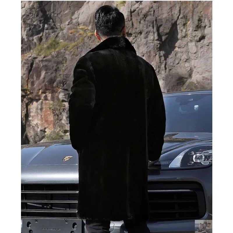 العلامة التجارية الفاخرة ملابس للرجال سترات من الفرو منتصف طول معطف الفرو فو جودة عالية تصميم دافئ سميكة الأعمال ملابس خارجية JJ992