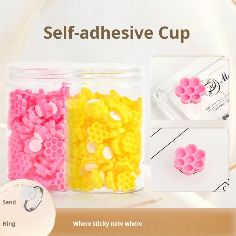 120 unids/caja autoadhesivo extensión de pestañas pegamento tazas retardo taza injerto herramienta de maquillaje de pestañas tatuaje adhesivo pigmento tazas