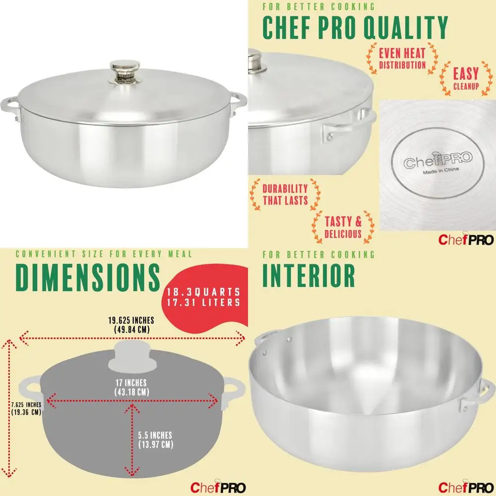 

Aluminum Stock Pot for Even Heat Distribution, Superior Cooking Performance, Ideal for Serving Large Quantities