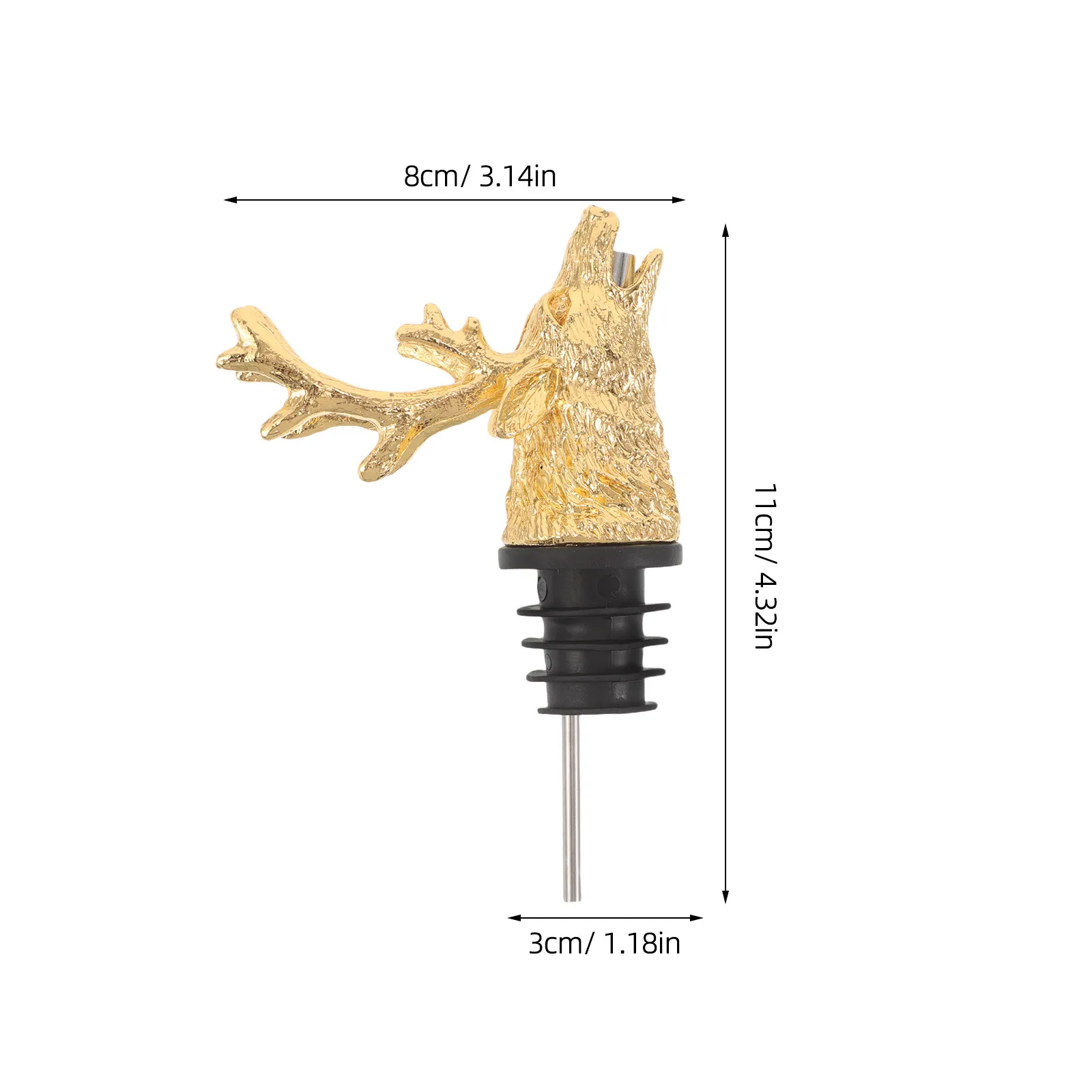 Deer Head Wine Pourer with Aerator – Zinc Alloy Bottle Stopper for Red Wine, Bartending & Cocktail Accessories