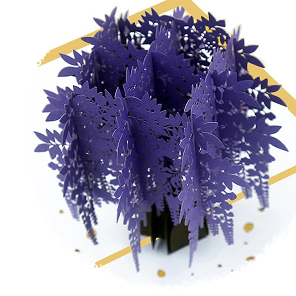 

3D Wisteria Greeting Cards Eco Friendly Paper Creative Blessing Flowers Pop up Hollow Out Design Festival Greeting Stereo Cards