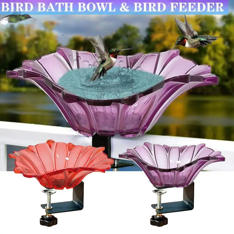 Bird Bath For Deck Railing Bird Feeder Birdbath Bowl Deck Rail Mounted Bird Feeder Fence Bird Bath Hummingbird Bird Bath Bowl