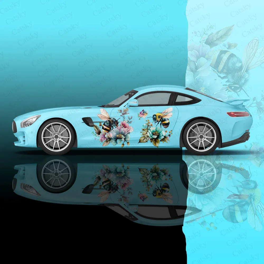 

Funny Flower Bee Pattern Car Wrap Protect Sticker Car Decal Creative Sticker Car Body Appearance Modification Decorative Sticker