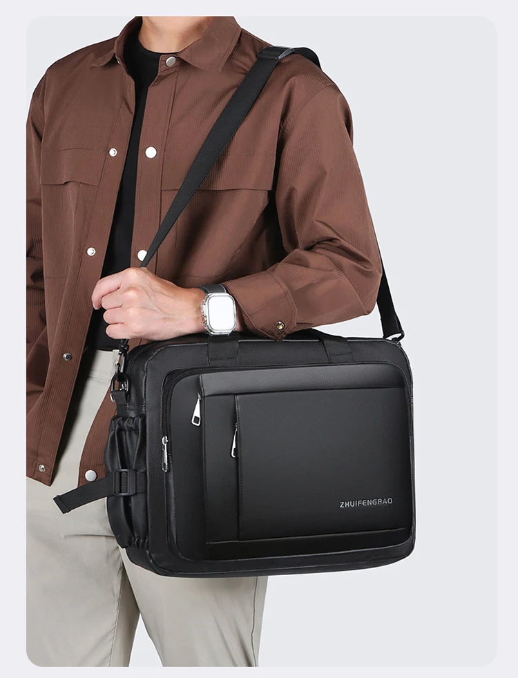 

Lawaia Mens Briefcase OL Multifunctional Travel Business Bag Oxford Multilayer Bag with Cup Holder Crossbady 38-29cm