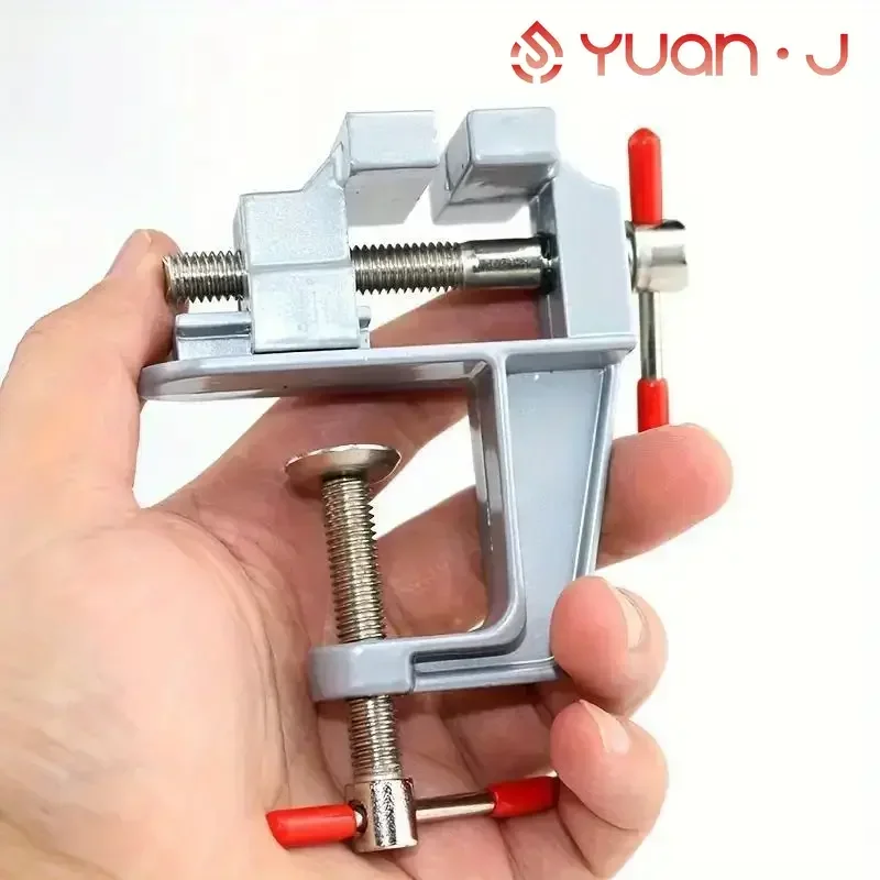 YUANJ Mini-Schraubstock, multifunktional, 8,9 cm, Aluminium, Miniatur, für kleine Juweliere, Hobby, Klemme auf dem Tisch, flache Zange, Werkzeugschraubstock