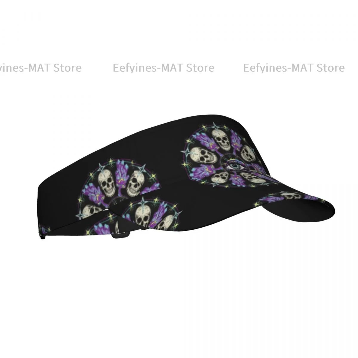 Summer Sun Hat Men Women Adjustable Visor Top Empty Mandala With Skull Fantasy Mushrooms Crystals Sports Tennis Golf Running Cap