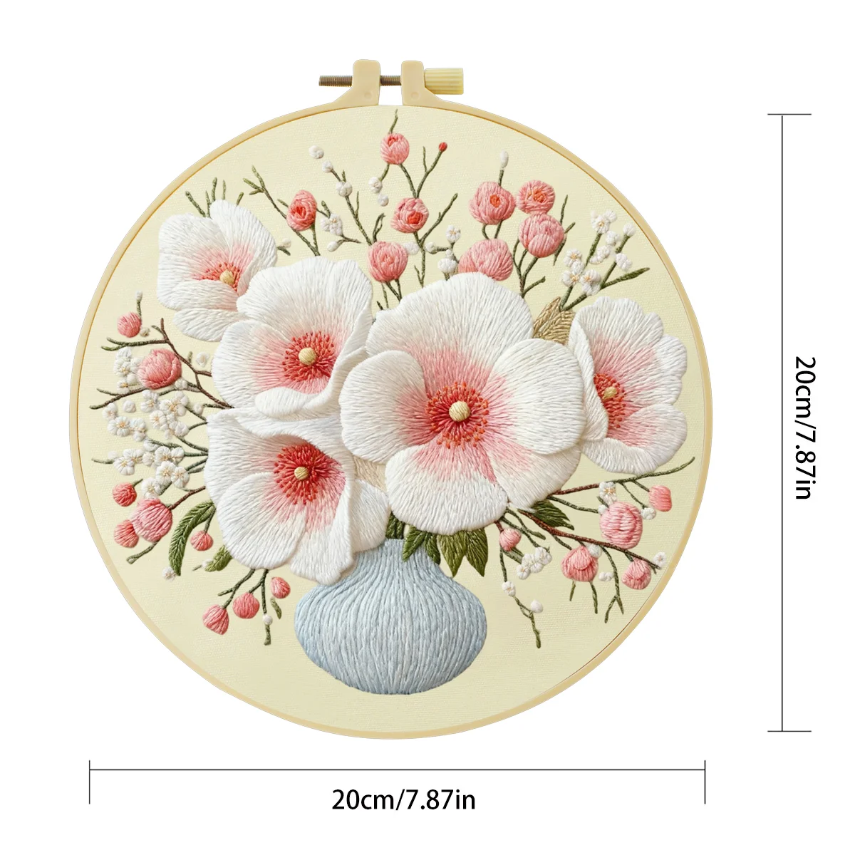 1 Stück 20X20CM/15X15CM 7,87/6,3 Zoll Blumen-Stickerei-Starter-Kit DIY-Kit DIY-Stickerei-Set Handarbeiten Nadelkunst – Detail 4