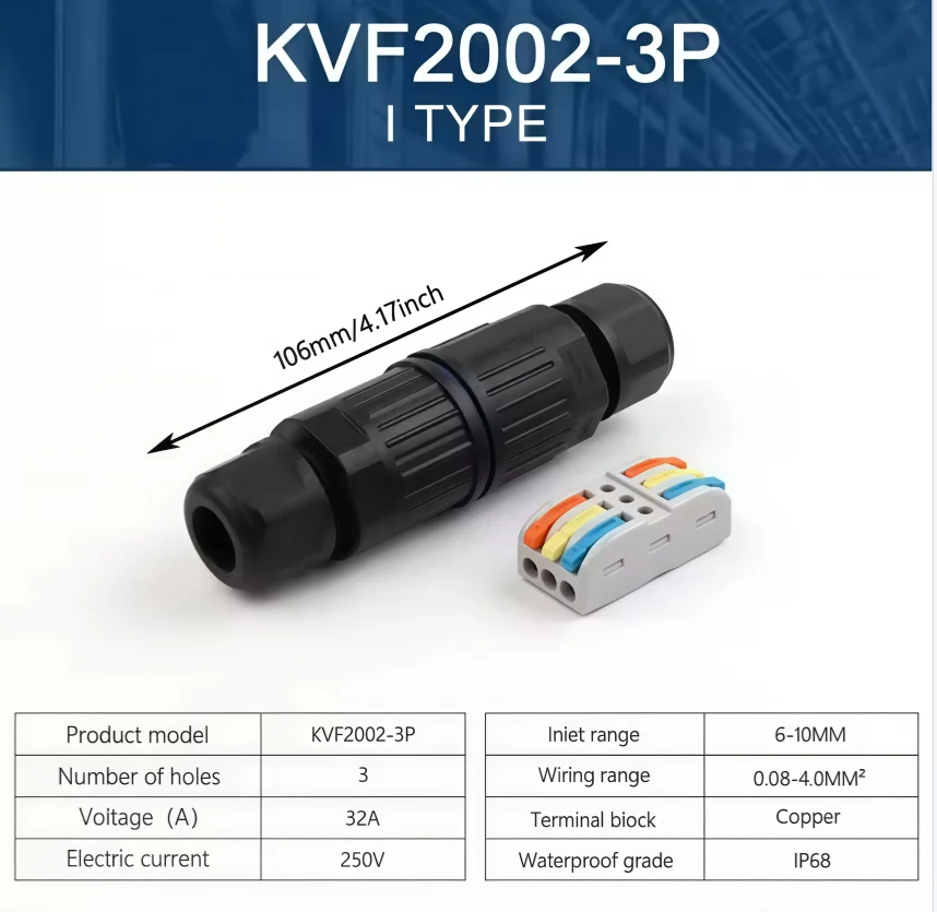 Quick Install IP68 Waterproof Electrical Connector, 2/3/4/5 Pin,Fast Wiring Cable Connection,Screw Terminal Block