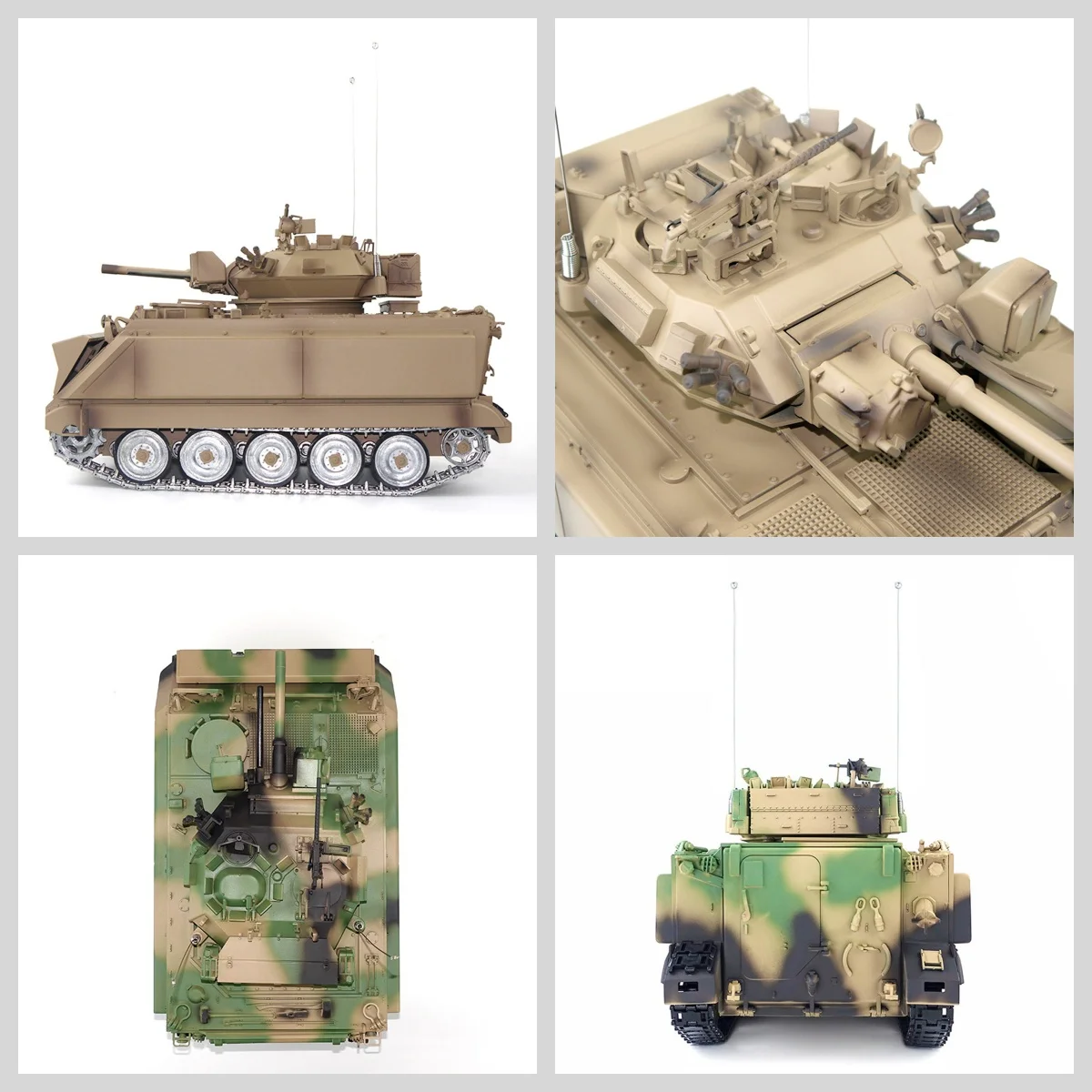 

1/16 RC Panzer Tongde Radio Control Tank M2412-A M113A1 MRV Recoil Fire Flashing 320 Turret Rotation Metal Drive Gearbox for Boy