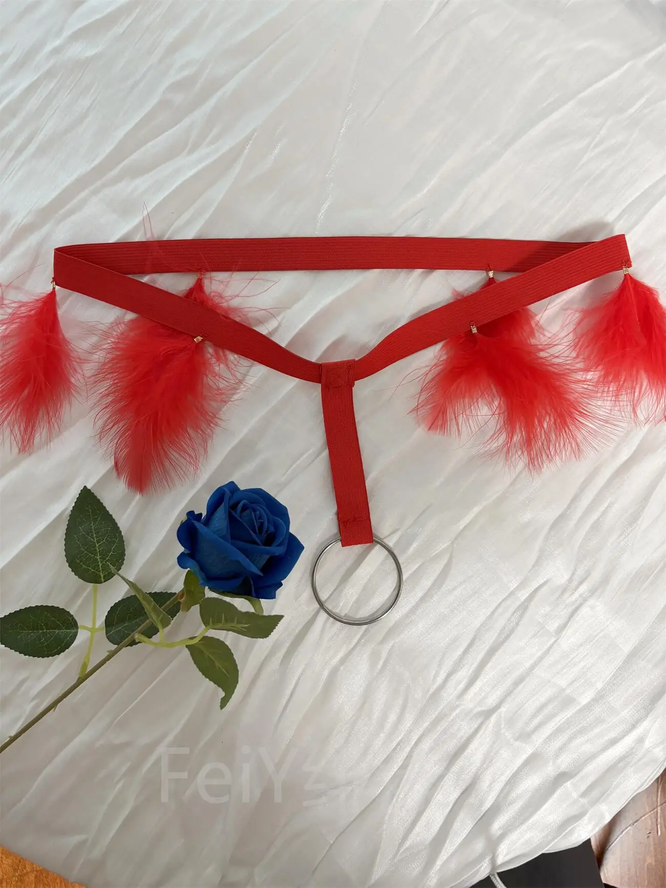 الرجال مثير سراويل سلسلة T-السراويل ريشة جوفاء التدريجي XXX سيسي القضيب هول ديك الرجال الملابس الداخلية المثيرة #5