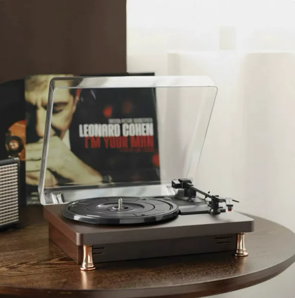 Manual Vinyl Record Player with Bluetooth Super Bass Plug-in Wireless Turntable Night Shanghai Retro Vintage Style
