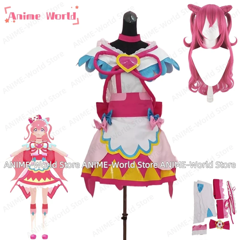 

《Custom Size》Anime Delicious Party Precure Cure Precious Dress Wig Halloween Christmas Cos Costume