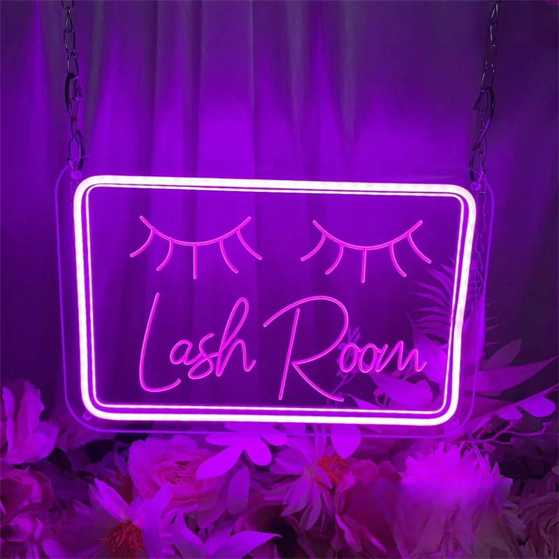 USB 3D Engraved Lash Room Neon Sign,Acrylic Sign For Lash Store Studio,Beauty Salon Decor,Lashes Salon Room Wall Decor