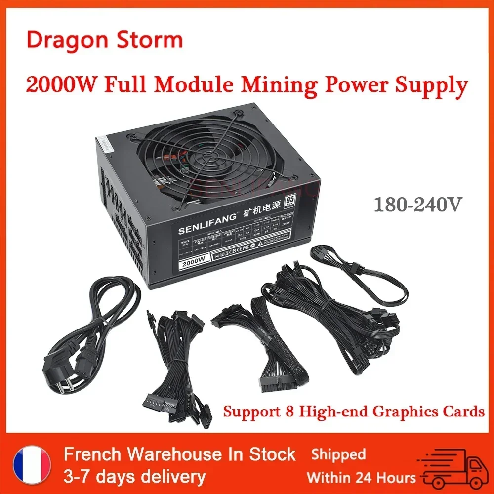 

Full Module 1800W 2000W Mining Support 8 GPU 160V-240V Power Supply Ethereum ETC RVN ATX PC PSU For BTC Miner Machine