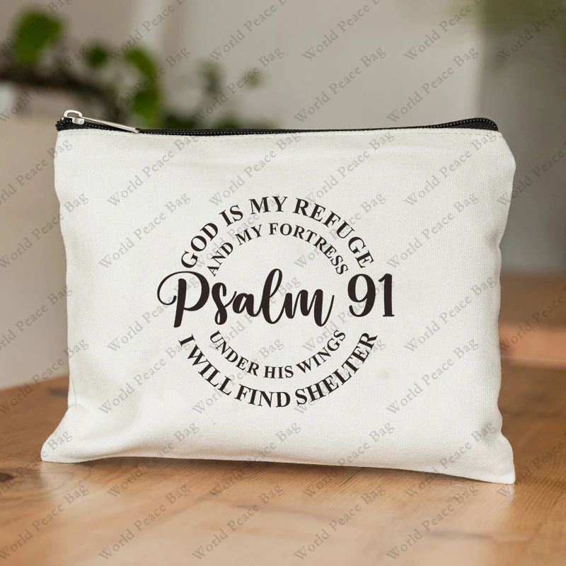 1Pc Inspirational Christian Gifts for Women Makeup Bag Motivational Religious Gifts Makeup Zipper Pouch Bag Bible Verse Cosmetic