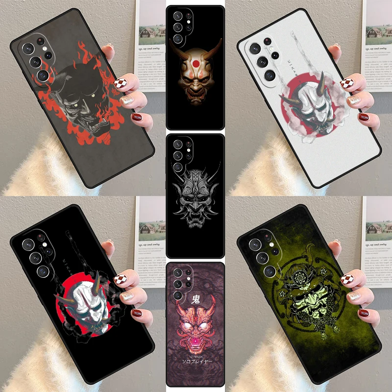 Hannya Demon Oni Phone Case For Samsung Galaxy S23 S21 S20 FE S24 S22 Ultra Note20 S10 S9 S8 Plus Silicone Cover