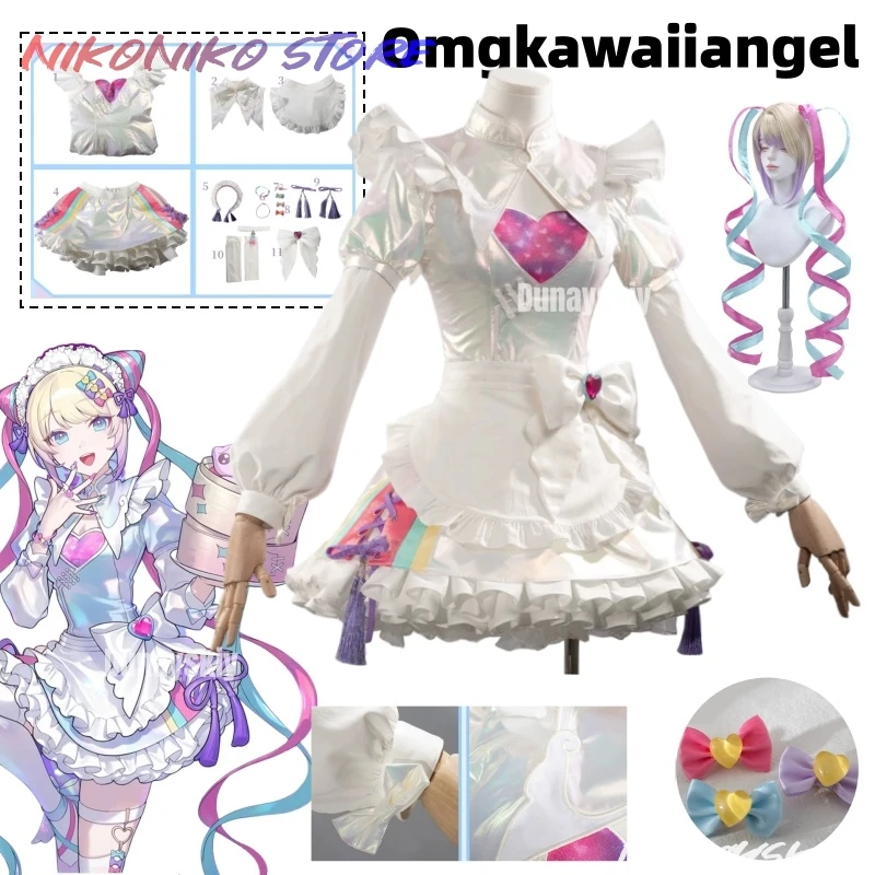 Needy Streamer Overload Omgkawaiiangel Cosplay-Kostüm im chinesischen Stil, Dienstmädchenkleid, komplettes Set, Halloween-Spiel-Themenparty-Outfit