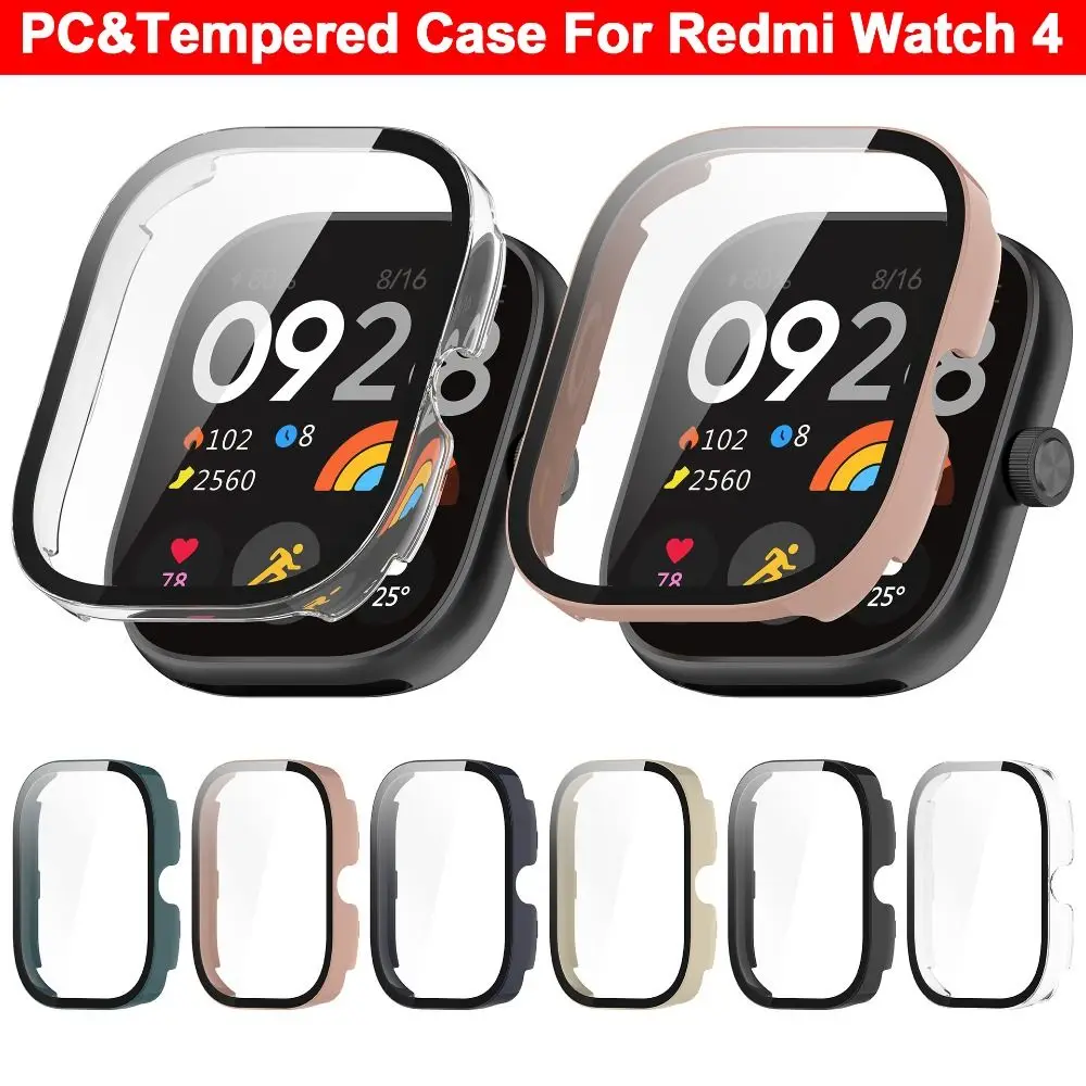 

New PC+Tempered Protective Case Smart Watch Screen Protector Full Cover Hard Cover Shell for Redmi Watch 4